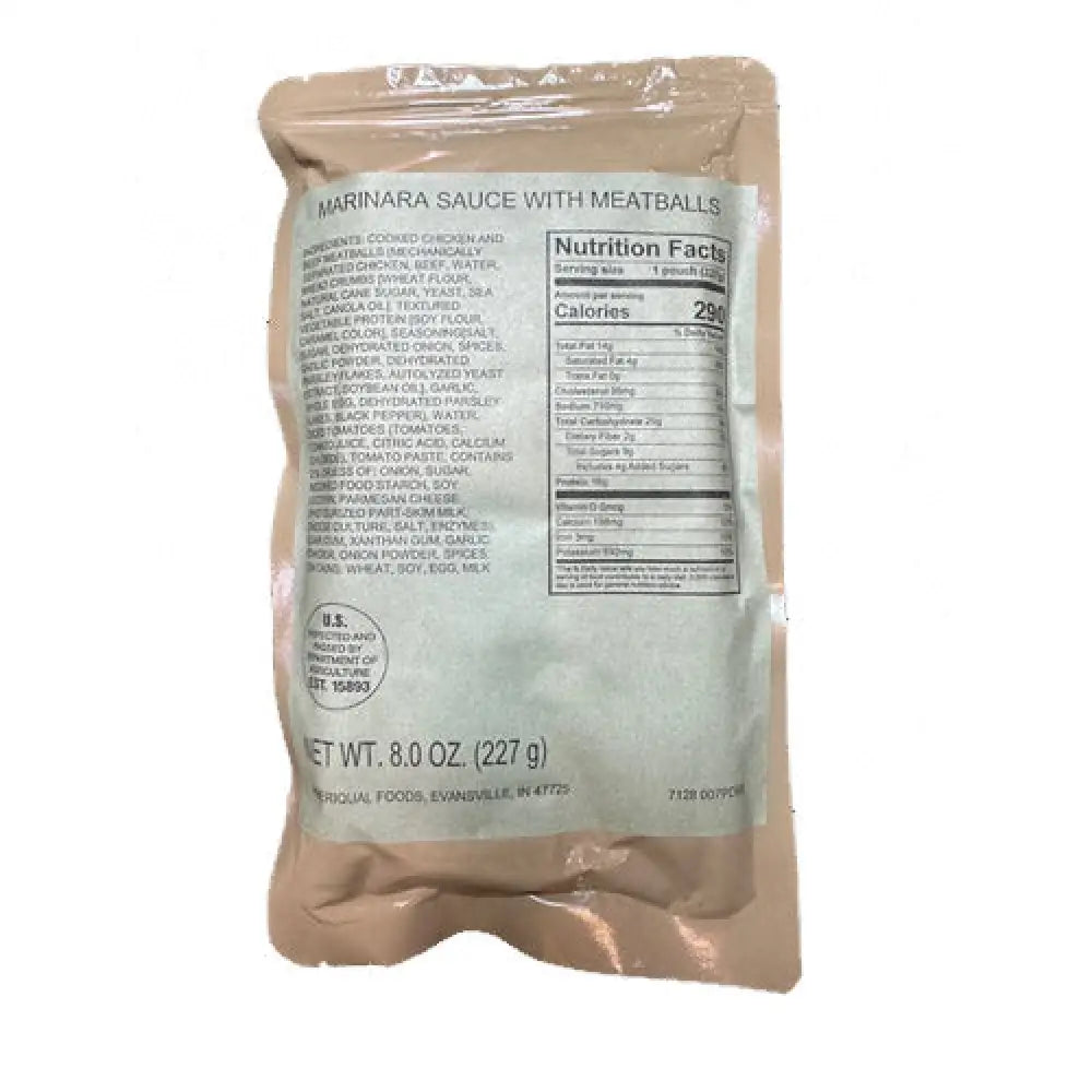 MRE Entree MEATBALLS in MARINARA SAUCE