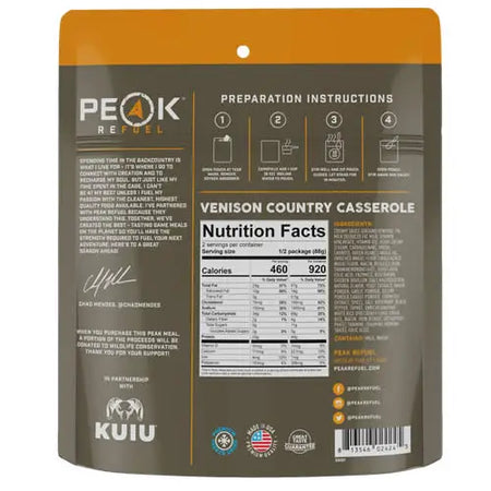 Peak Refuel Venison Country Casserole - Nutrition