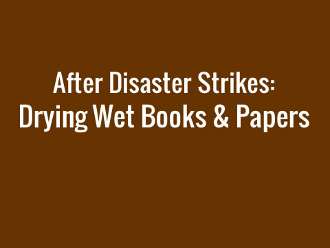 After Disaster Strikes; Drying Wet Books & Papers by Doug Reade