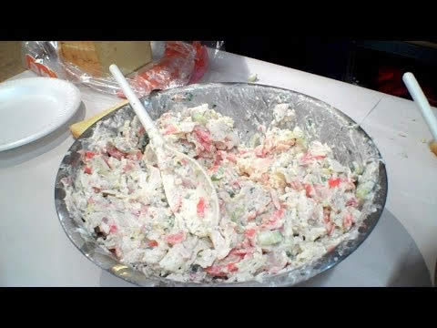 Freeze Dried Imitation Crab Salad in our Harvest Right Freeze Dryer