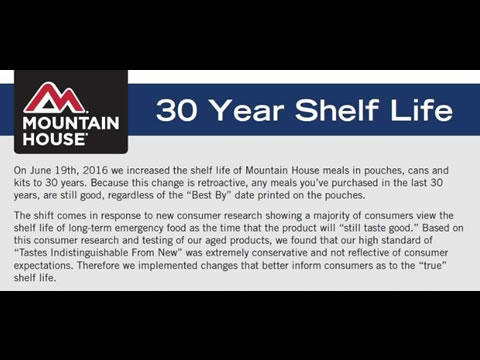 Mountain House Announced 30-Year Shelf Life