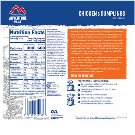 Mountain House Adventure Meals Chicken & Dumplings - Nutrition