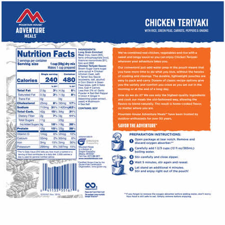 Mountain House Adventure Meals Chicken Teriyaki - Nutrition