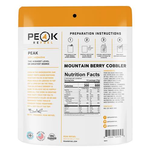 Peak Refuel Mountain Berry Cobbler - Nutrition
