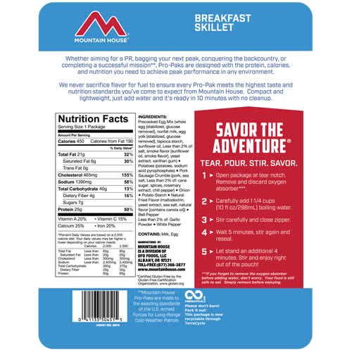 Mountain House Pro-Pak Breakfast Skillet - Nutrition