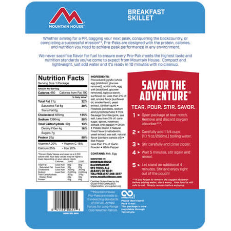 Mountain House Pro-Pak Breakfast Skillet - Nutrition