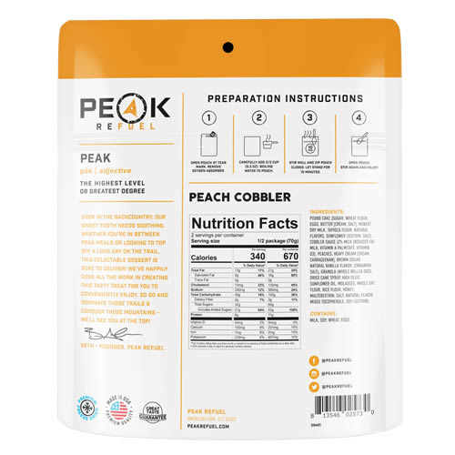Peak Refuel Peach Cobbler - Nutrition