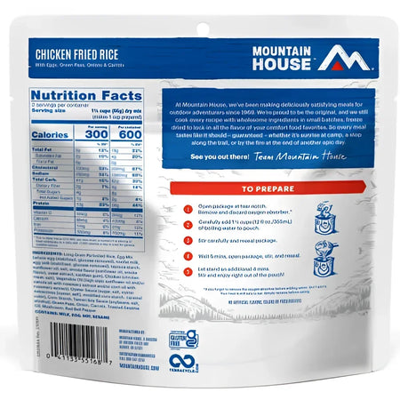 Back of Mountain House Chicken Fried Rice Pouch