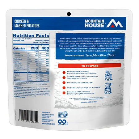 Back of Mountain House Chicken & Mashed Potatoes Pouch