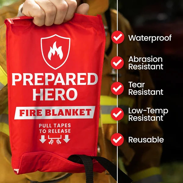 Emergency Fire Blanket - Waterproof, Abrasion & Tear resistant, Low-temp resistant, Reusable