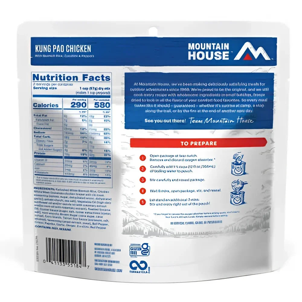 Back of Mountain House KUNG PAO CHICKEN Pouch