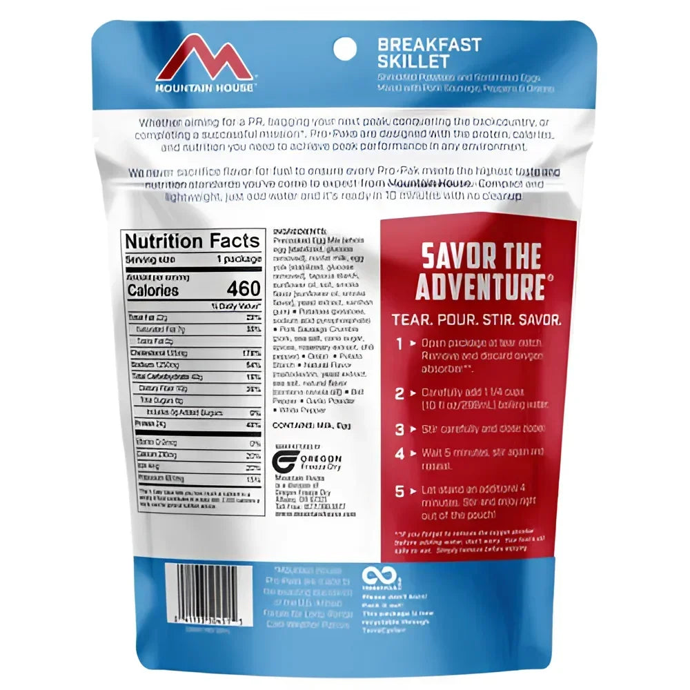 Back of Mountain House Breakfast Skillet Pro-Pak Pouch