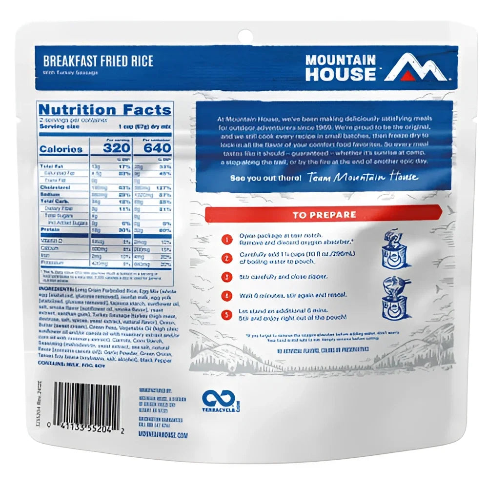 Mountain House Breakfast Fried Rice back  of pouch