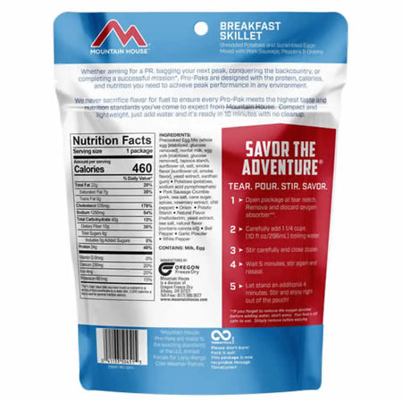Mountain House Breakfast Skillet Pro-Pak Ingredients & Nutrition