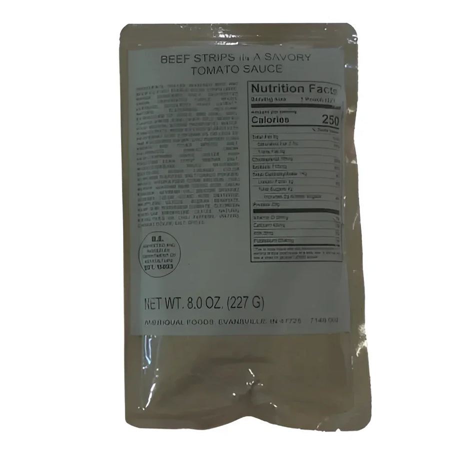 MRE Beef Strips in Savory Tomato Sauce