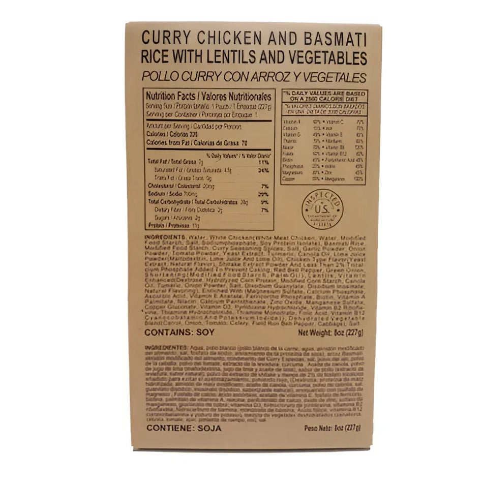 MRE Curry Chicken & Basmati Rice with Lentils & Vegetables Entree