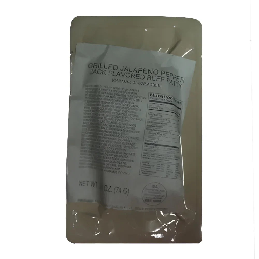MRE Grilled Jalapeno Pepper Jack Flavored Beef Patty Entree