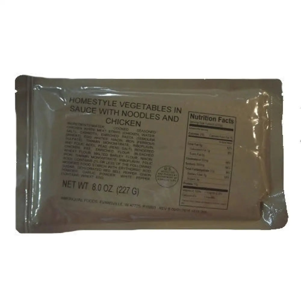 MRE Homestyle Vegetables with Noodles & Chicken Entree