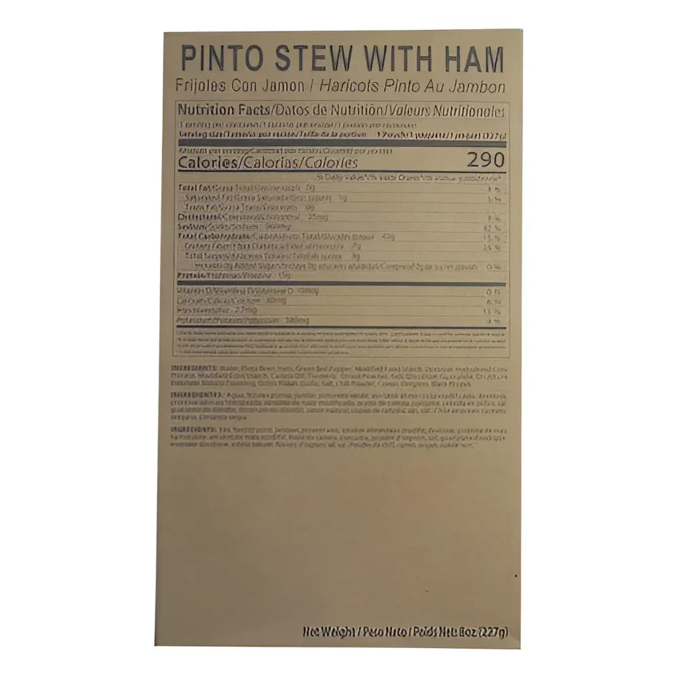 MRE Pinto Bean Stew with Ham Entree