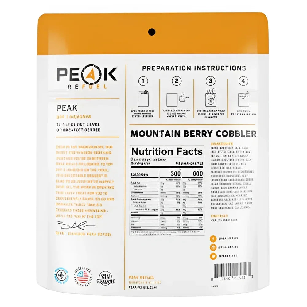 Back of Peak Refuel Mountain Berry Cobbler Pouch
