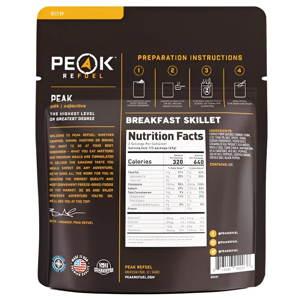 Back of Peak Refuel Breakfast Skillet Pouch